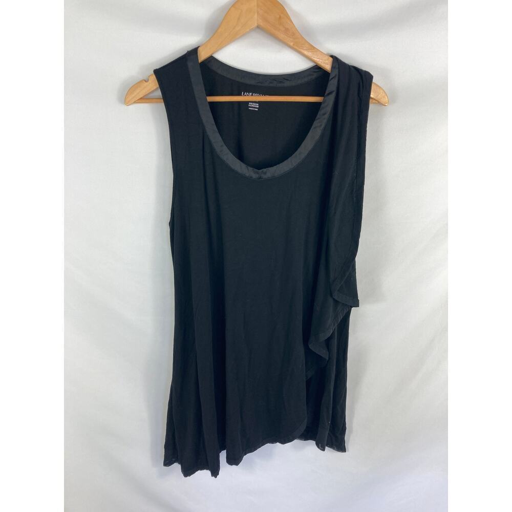 Lane Bryant Gathered Side Flowy Tank Top Black Size 14/16
